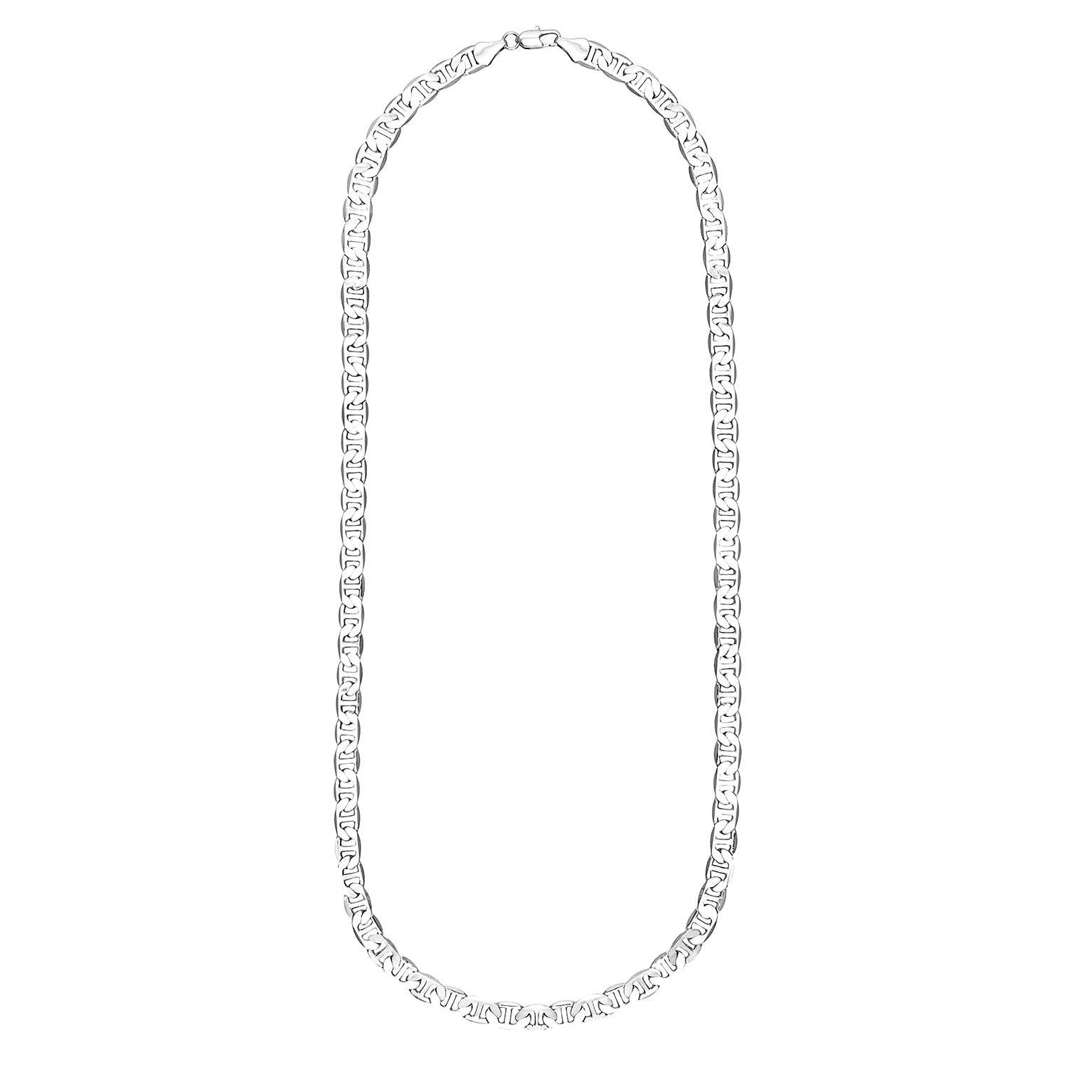 925 24 inches Flat & Thick Silver Plated Imported Quality Mariner Link Chain for Men & Women (SJ_2129) - Shining Jewel