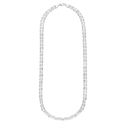 925 24 inches Flat & Thick Silver Plated Imported Quality Mariner Link Chain for Men & Women (SJ_2129) - Shining Jewel