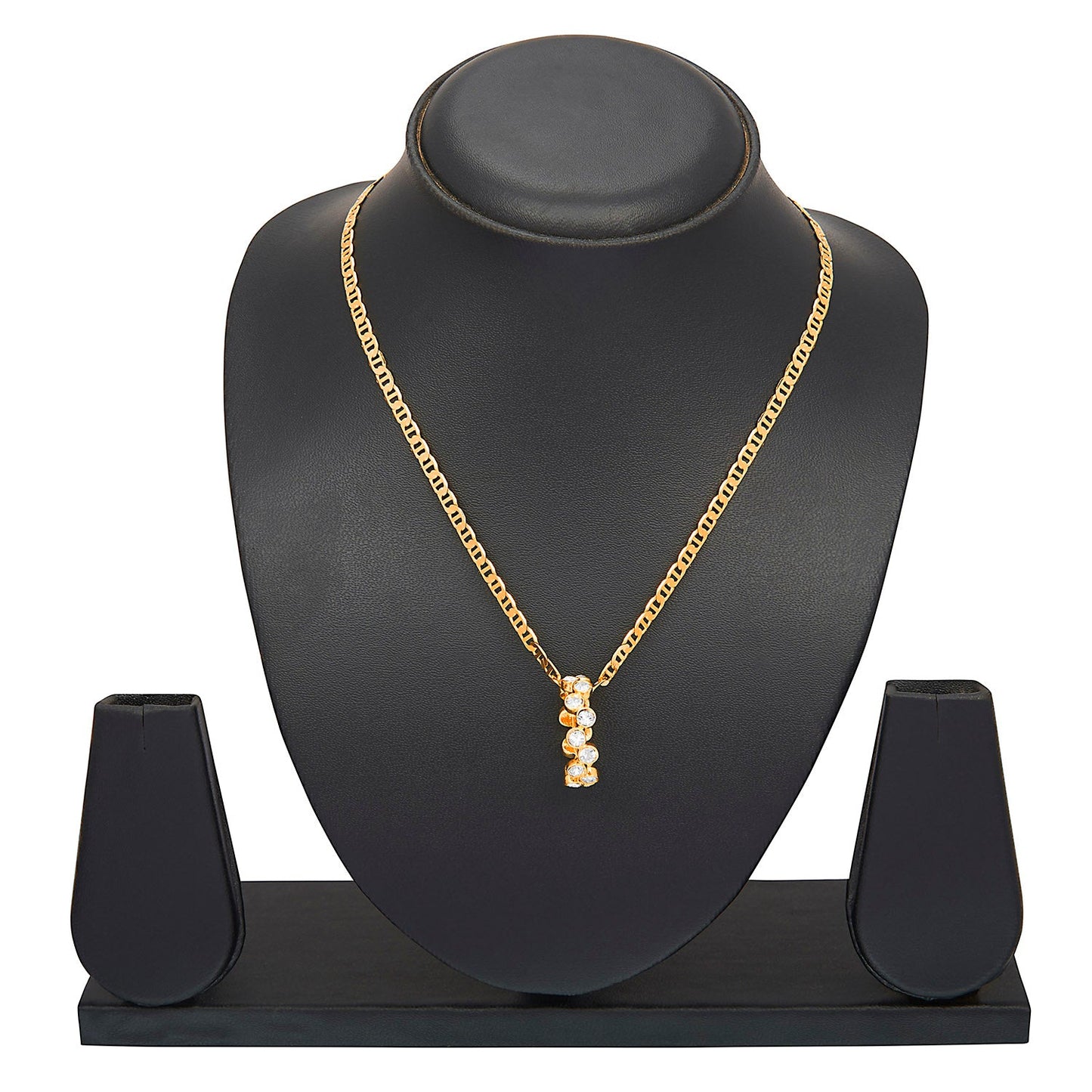 14K 24 inches Flat  Gold Plated Imported Quality Mariner Link Chain with Elegant Pendant for Women (SJ_2130)