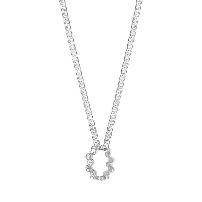 925 24 inches Flat Silver Plated Imported Quality Mariner Link Chain with Elegant Pendant for Women (SJ_2131)