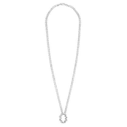 925 24 inches Flat Silver Plated Imported Quality Mariner Link Chain with Elegant Pendant for Women (SJ_2131)