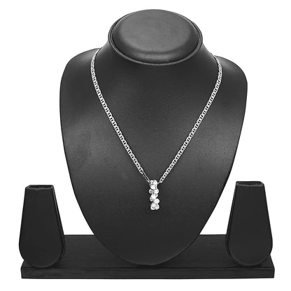 925 24 inches Flat Silver Plated Imported Quality Mariner Link Chain with Elegant Pendant for Women (SJ_2131)