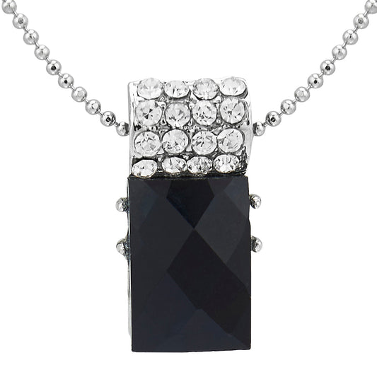 Silver and Rhodium Plated Fashionable Pendant with Chain & Crystals (SJ_2138)