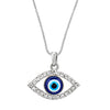 Silver and Rhodium Plated Evil Eye Pendant with Chain & Crystals (SJ_2143)