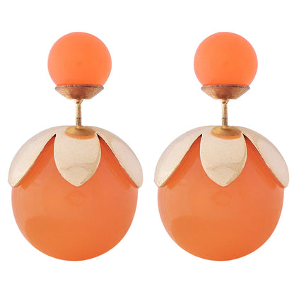 Orange Double Pearl Stud Earring (SJ_214)