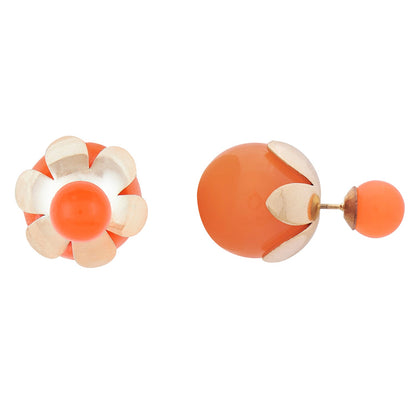 Orange Double Pearl Stud Earring (SJ_214)