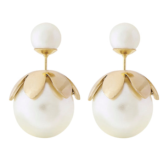 Royal White Double Pearl Stud Earring (SJ_215)