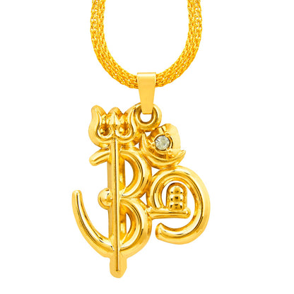 Mahadev Om Trishul Shiva Gold Unisex Pendant (SJ_2165)