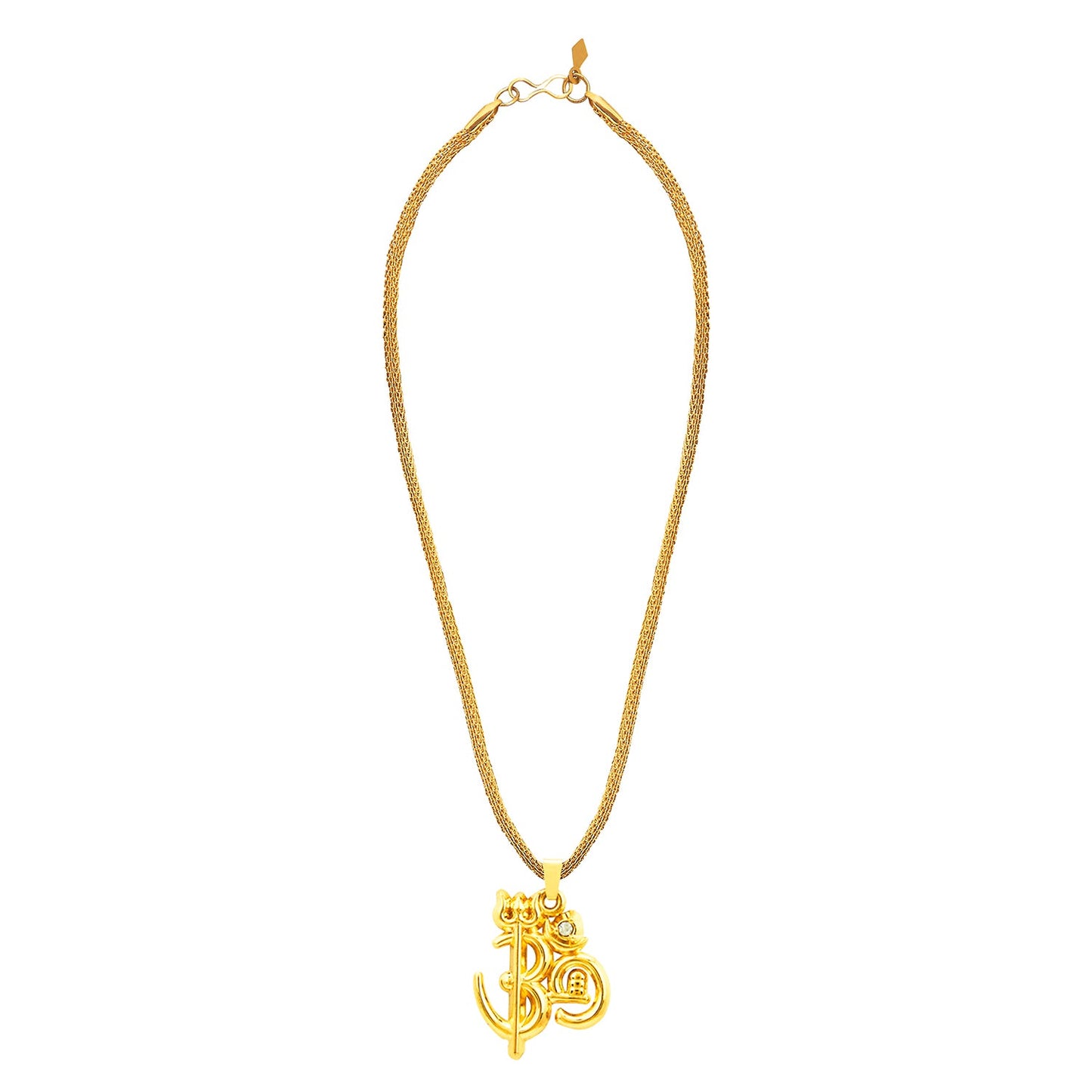 Mahadev Om Trishul Shiva Gold Unisex Pendant (SJ_2165)