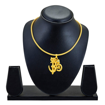 Mahadev Om Trishul Shiva Gold Unisex Pendant (SJ_2165)