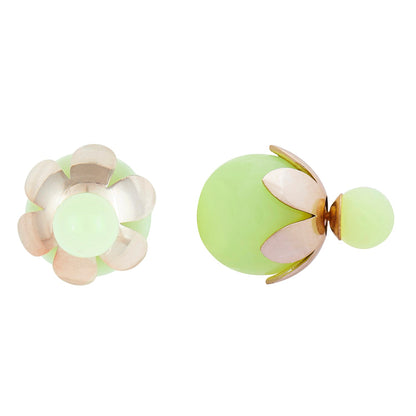 Lime Green Double Pearl Stud Earring (SJ_216)