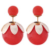Red Double Pearl Stud Earring (SJ_217)