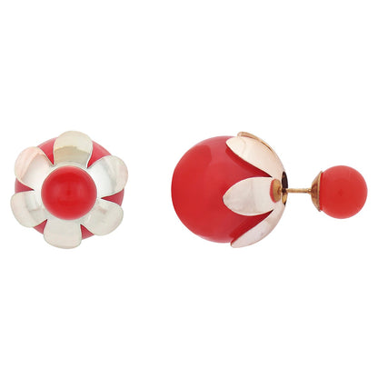 Red Double Pearl Stud Earring (SJ_217)