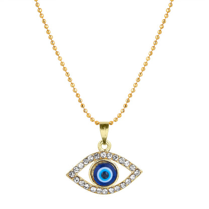 Gold Plated Evil Eye Pendant with Chain & Crystals (SJ_2193)