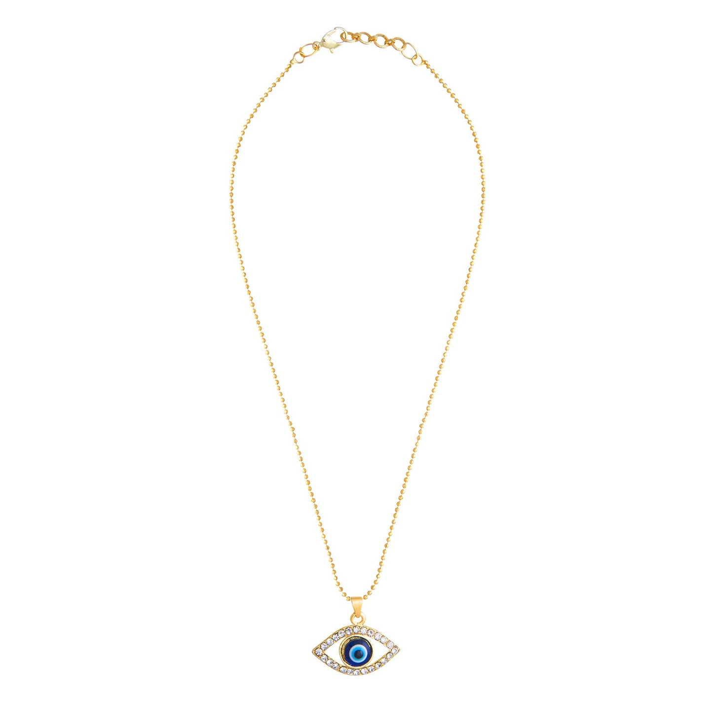 Gold Plated Evil Eye Pendant with Chain & Crystals (SJ_2193)