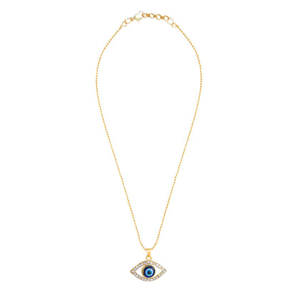 Gold Plated Evil Eye Pendant with Chain & Crystals (SJ_2193)