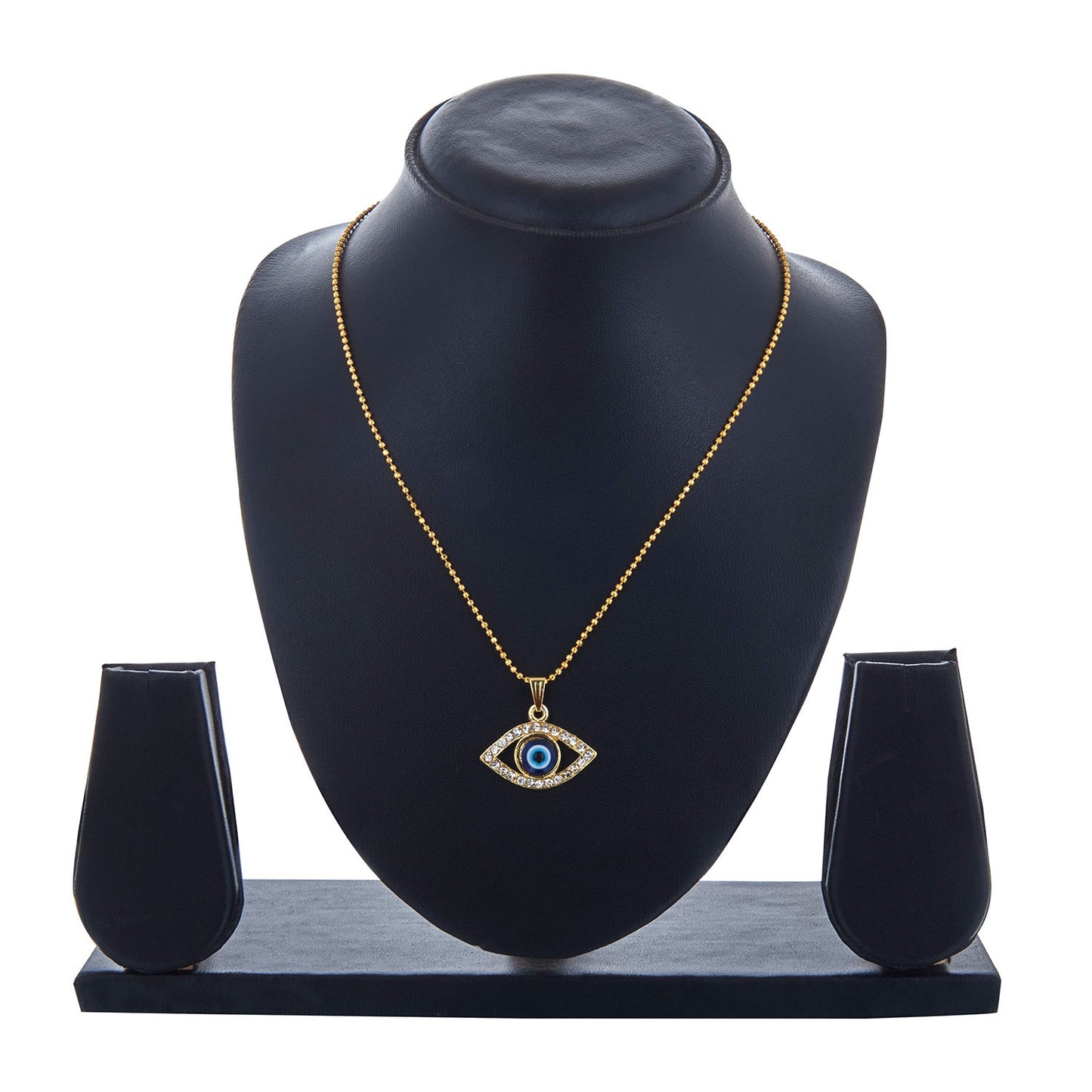 Gold Plated Evil Eye Pendant with Chain & Crystals (SJ_2193)