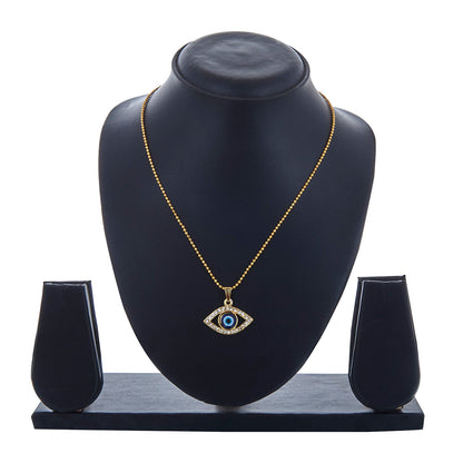 Gold Plated Evil Eye Pendant with Chain & Crystals (SJ_2193)