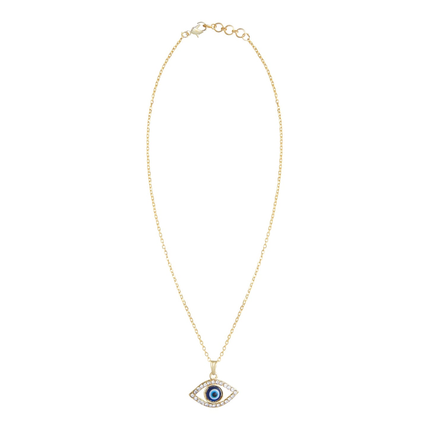 Gold Plated Evil Eye Pendant with Chain & Crystals (SJ_2194)