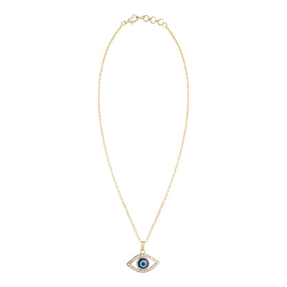 Gold Plated Evil Eye Pendant with Chain & Crystals (SJ_2194)
