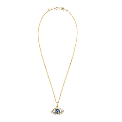 Gold Plated Evil Eye Pendant with Chain & Crystals (SJ_2195)