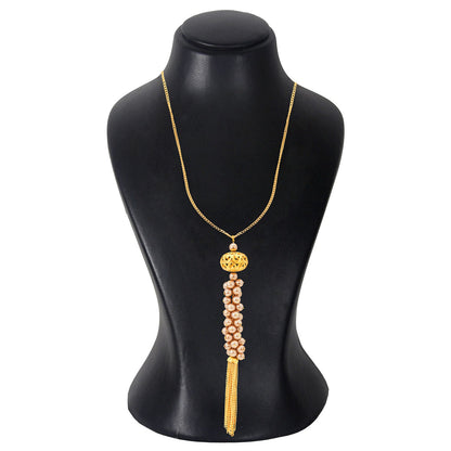 Gold Plated Long Fancy Party Necklace For Women (SJ_2230)