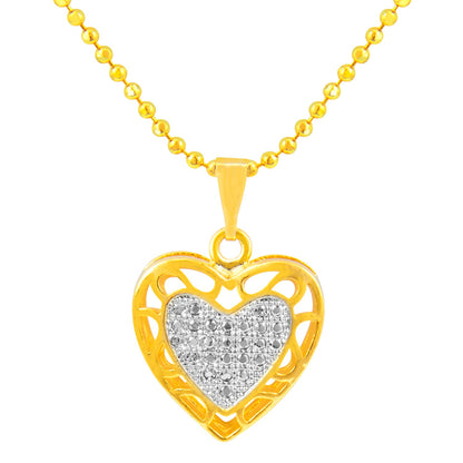 Gold Plated Double Heart Pendant With Chain (SJ_2239)