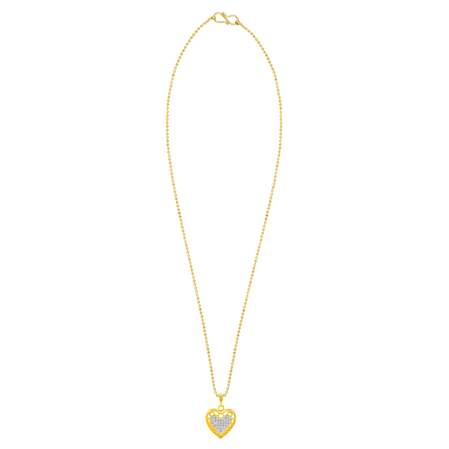 Gold Plated Double Heart Pendant With Chain (SJ_2239)