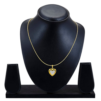 Gold Plated Double Heart Pendant With Chain (SJ_2239)