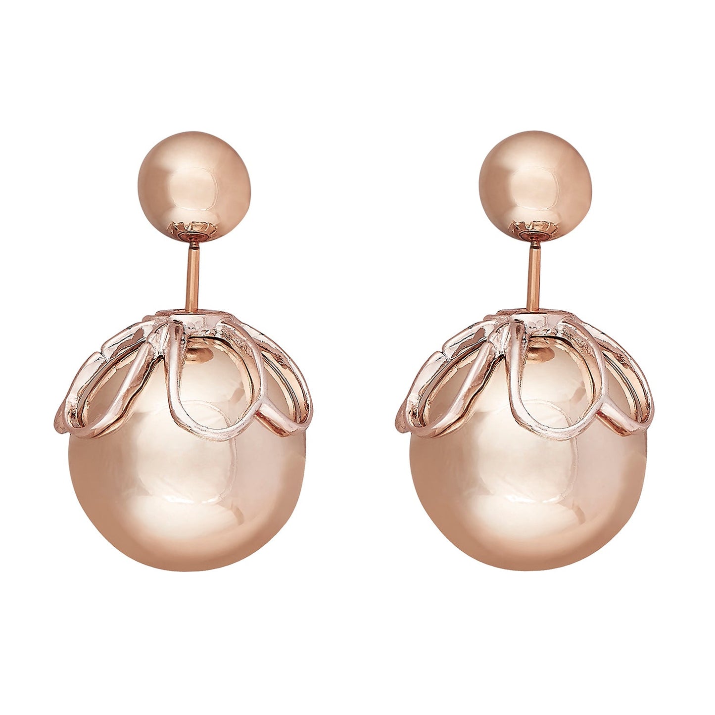 Metallic  Double Pearl Bubble Studs Earring (SJ_223)