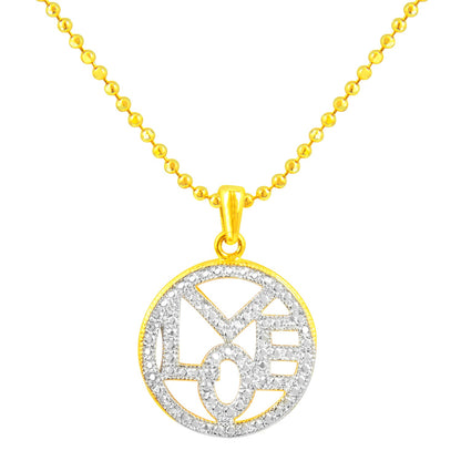 Gold Plated Love Pendant With Chain (SJ_2240)