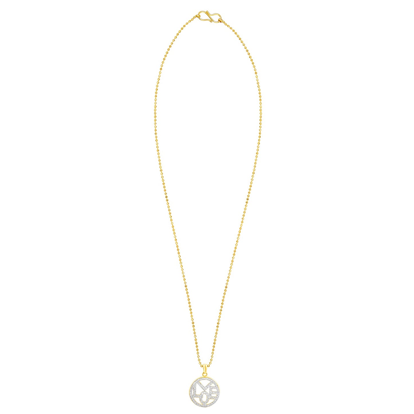 Gold Plated Love Pendant With Chain (SJ_2240)