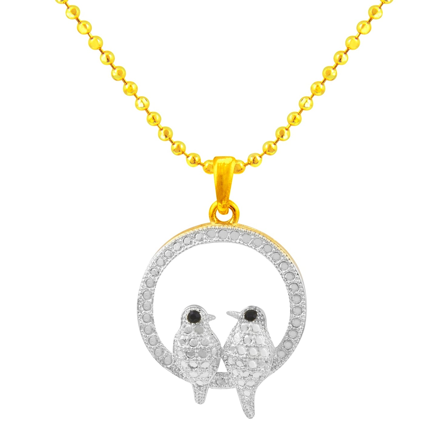 Gold Plated Love Birds Pendant With Chain (SJ_2241)