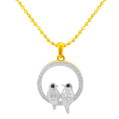 Gold Plated Love Birds Pendant With Chain (SJ_2241)