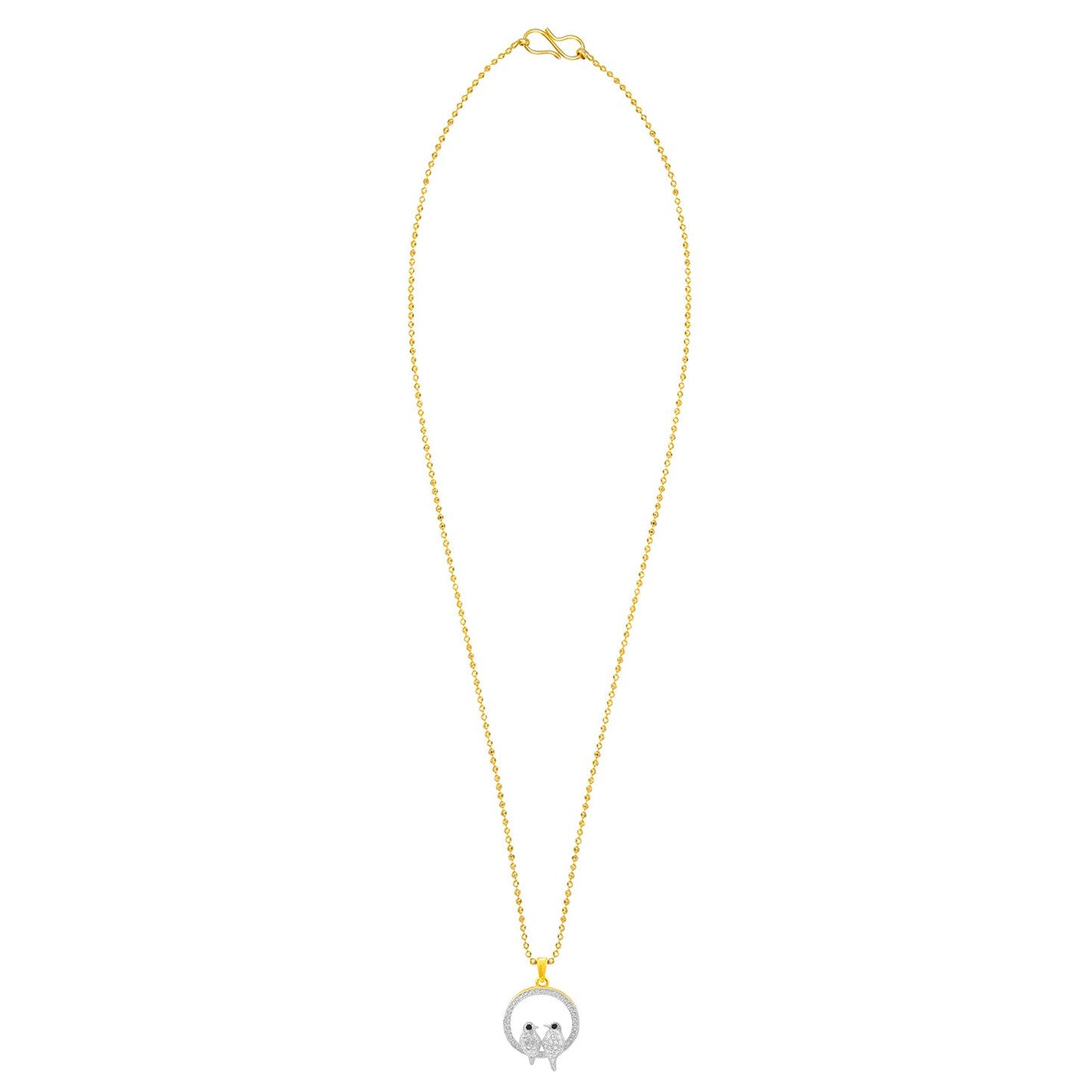 Gold Plated Love Birds Pendant With Chain (SJ_2241)