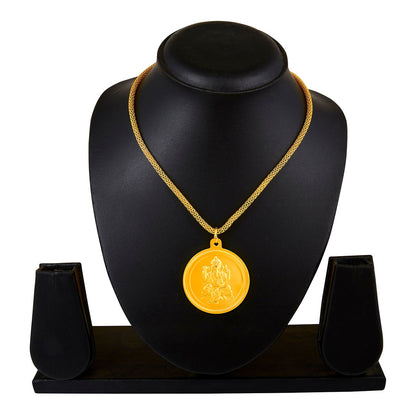 24K Gold Plated Ganesha Coin Pendant and Necklace (SJ_2276)