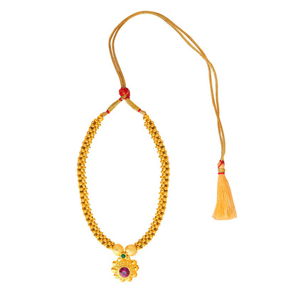 24K Gold Plated Traditional  Thushi Necklace For Women (SJ_2292)