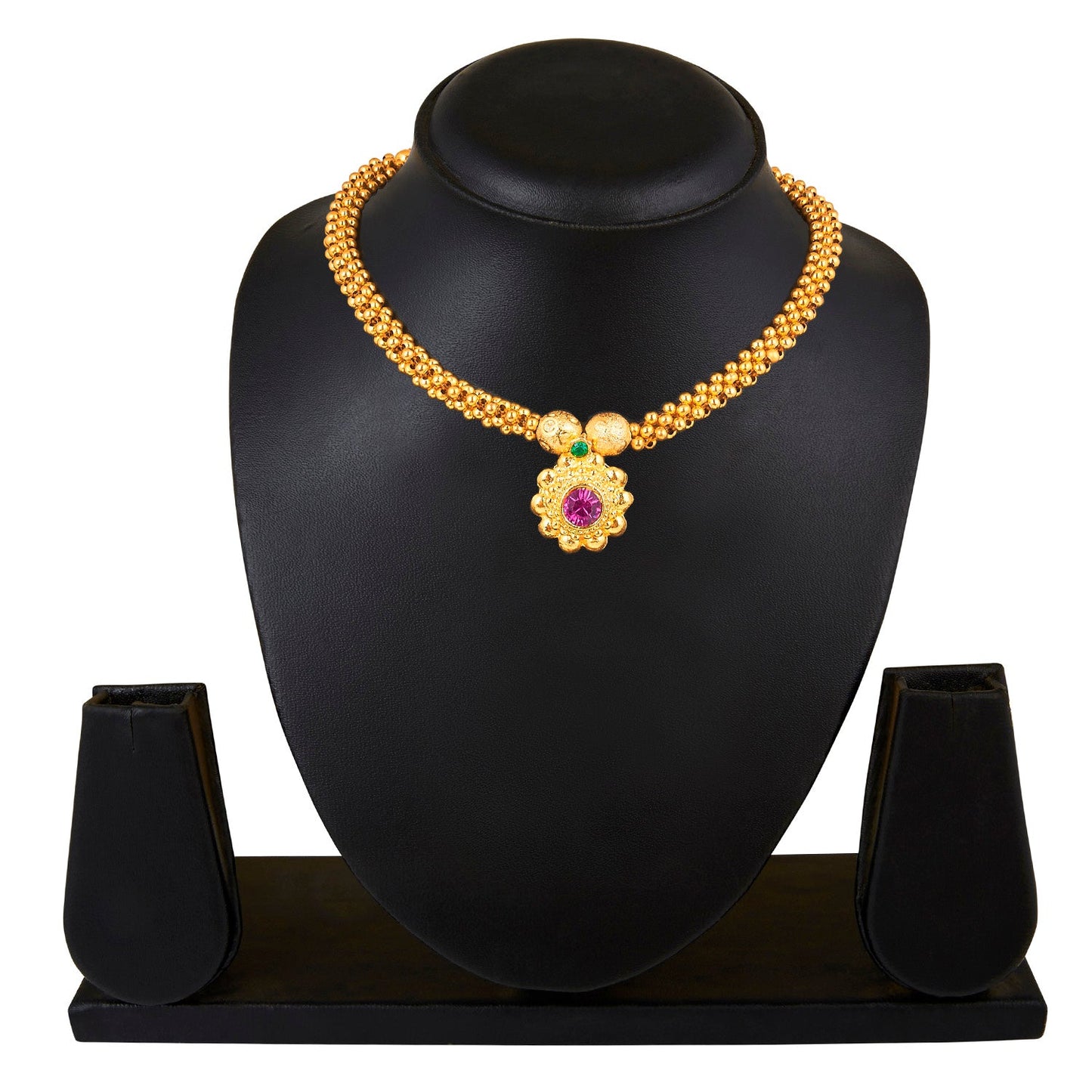 24K Gold Plated Traditional  Thushi Necklace For Women (SJ_2292)