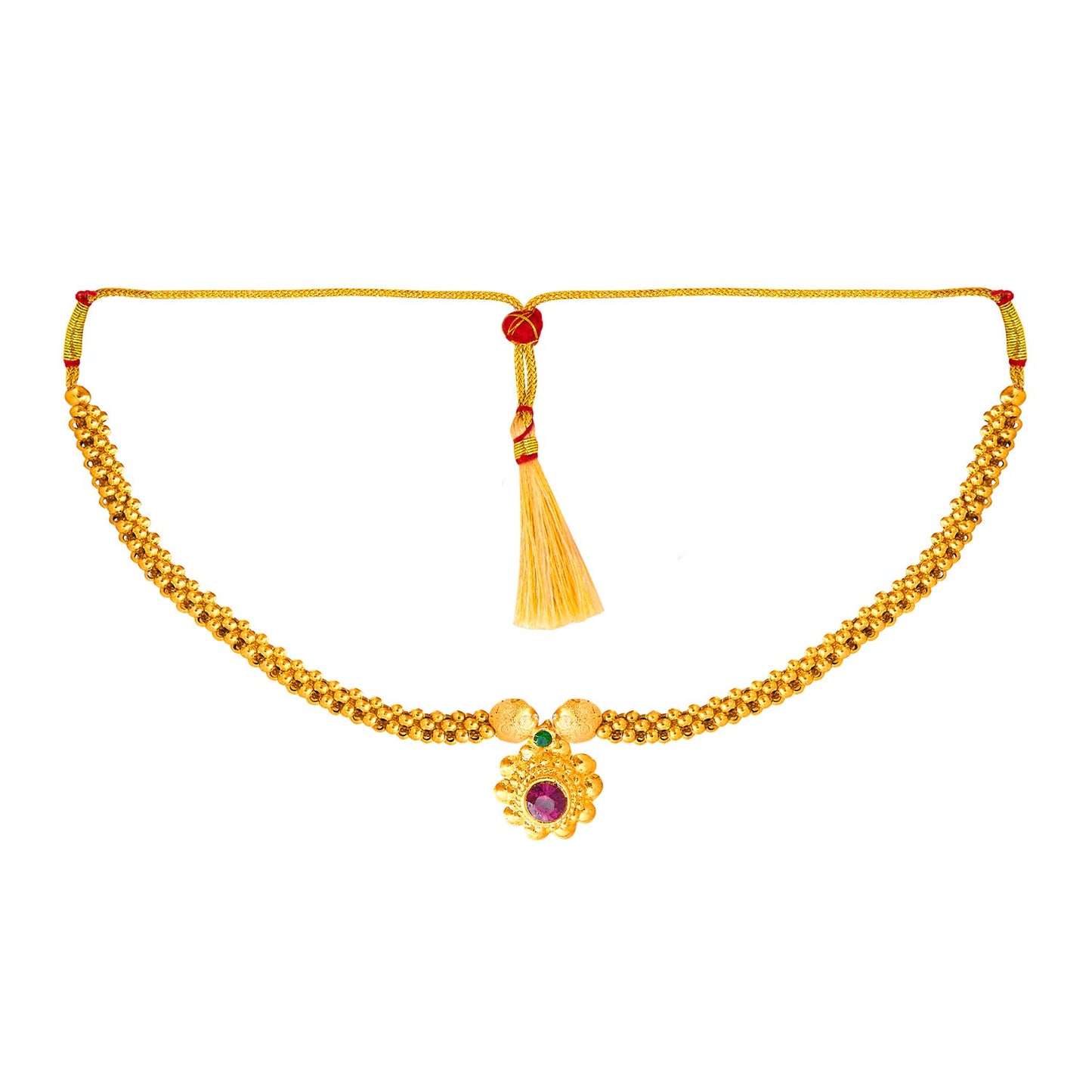 24K Gold Plated Traditional  Thushi Necklace For Women (SJ_2292)