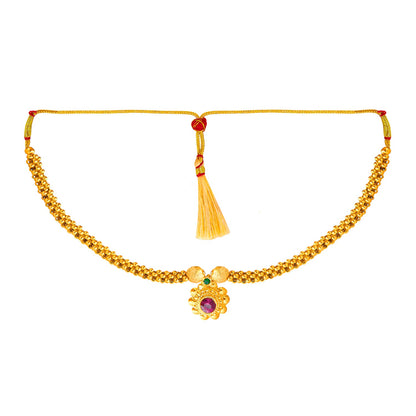 24K Gold Plated Traditional  Thushi Necklace For Women (SJ_2292)