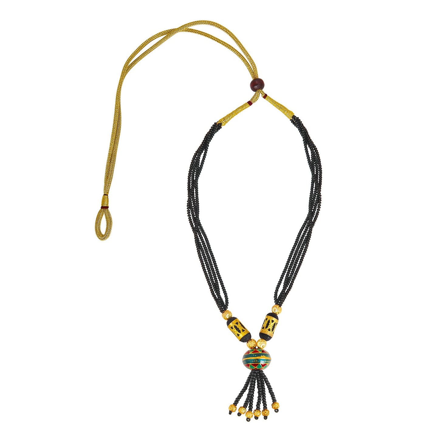 24K Gold Plated Traditional Black Beads Thushi Mangalsutra Necklace For Women (SJ_2302)