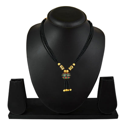 24K Gold Plated Traditional Black Beads Thushi Mangalsutra Necklace For Women (SJ_2302)