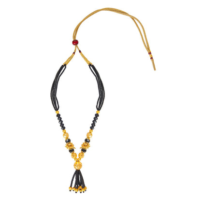 24K Gold Plated Traditional Black Beads Thushi Mangalsutra Necklace For Women (SJ_2304)