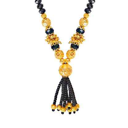 24K Gold Plated Traditional Black Beads Thushi Mangalsutra Necklace For Women (SJ_2304)