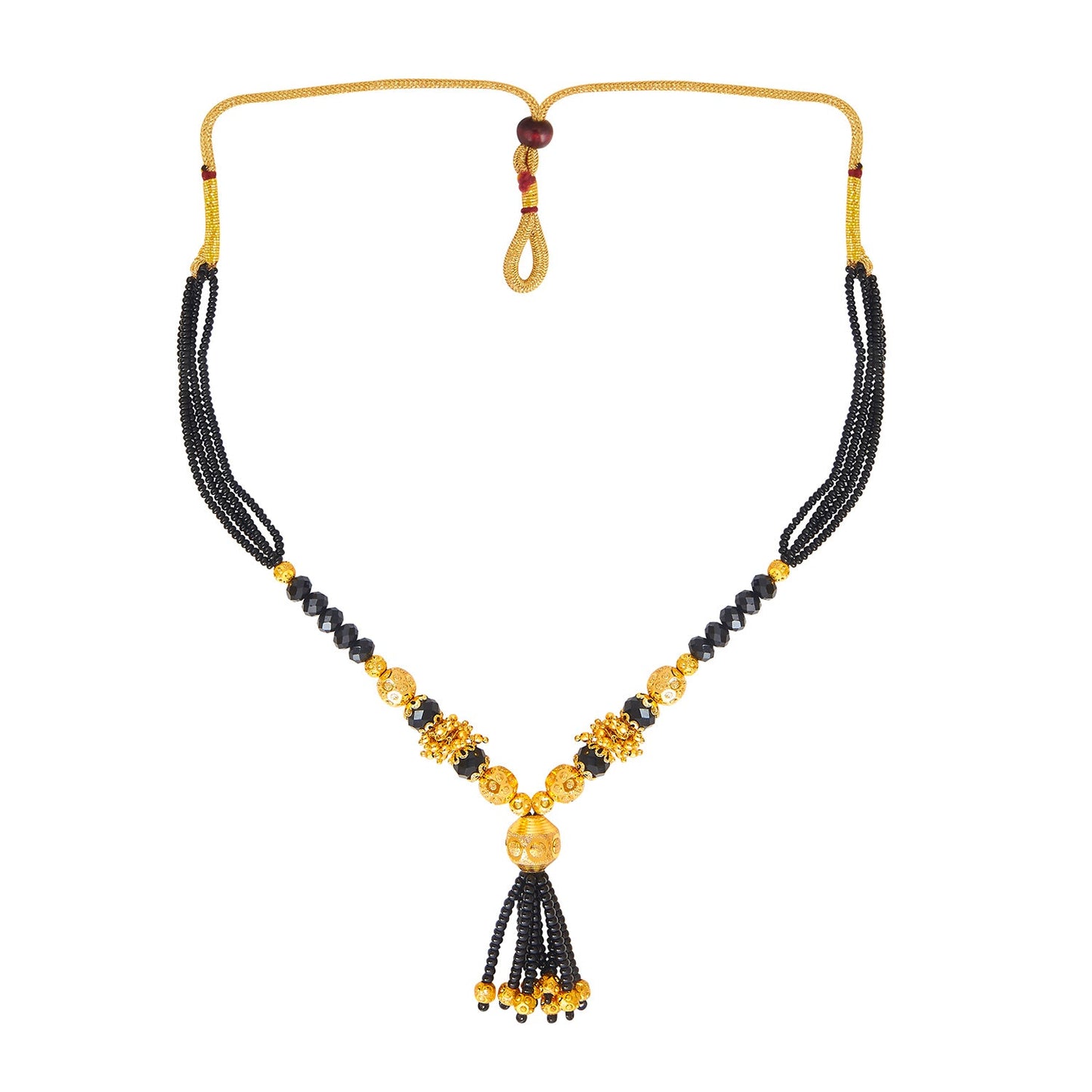 24K Gold Plated Traditional Black Beads Thushi Mangalsutra Necklace For Women (SJ_2304)