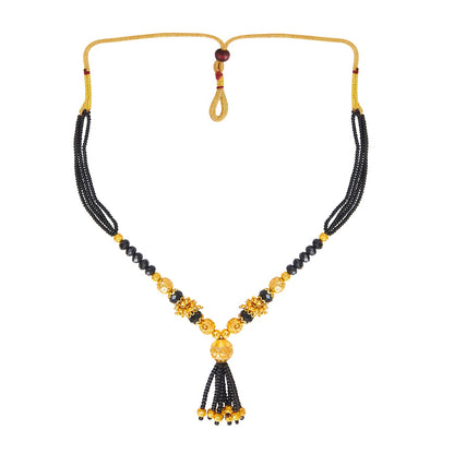 24K Gold Plated Traditional Black Beads Thushi Mangalsutra Necklace For Women (SJ_2304)