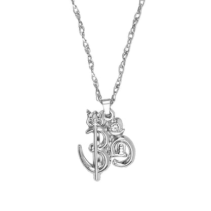 Silver Pendant Necklace With Trishul And Shivling For Men (SJ_2321)