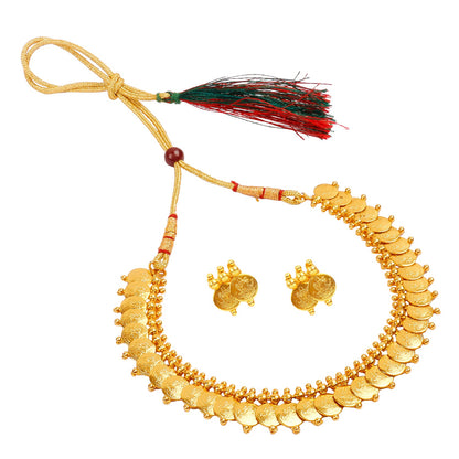 22K Traditional Gold Coin Necklace Set (SJ_2329)