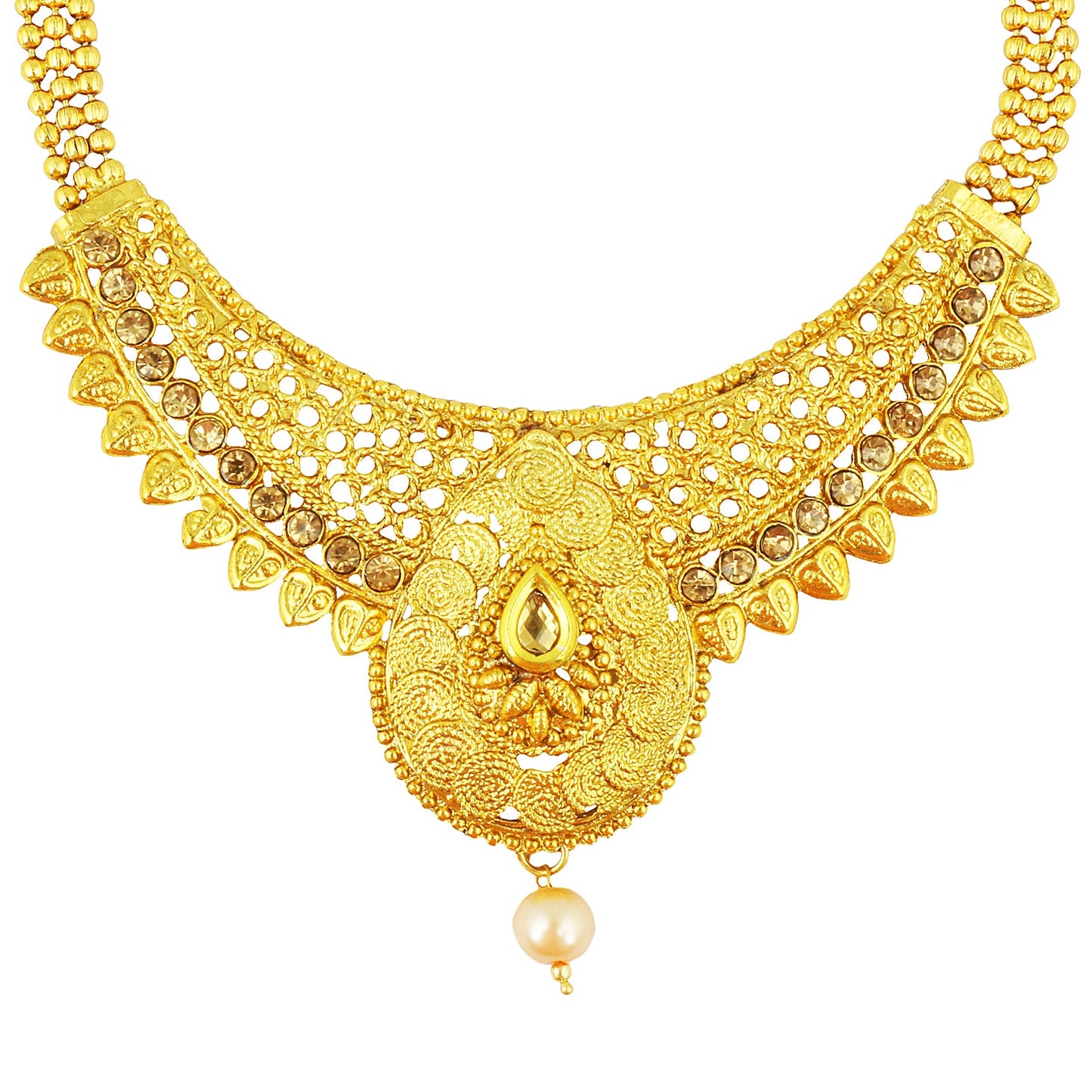 22K Traditional Gold Necklace Set (SJ_2331)