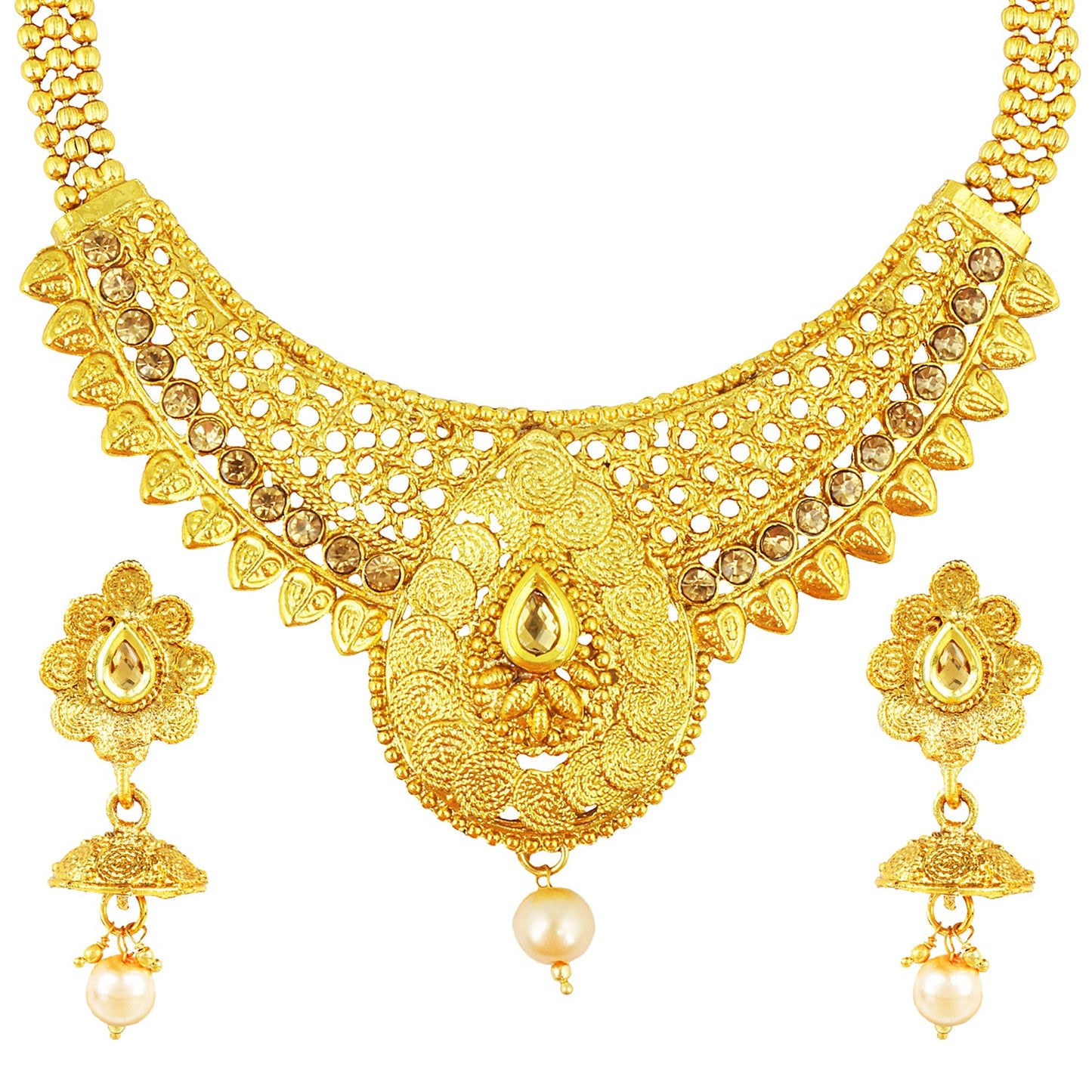 22K Traditional Gold Necklace Set (SJ_2331)